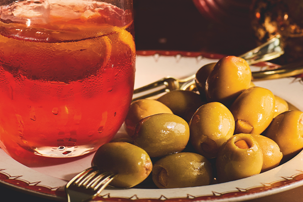 Negroni Inspired Olives