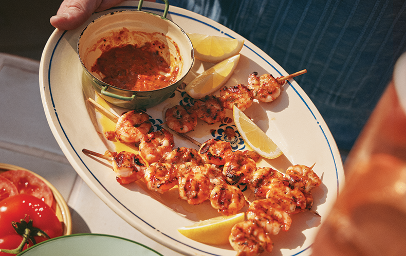 Prawn Kebabs with Creole Sauce