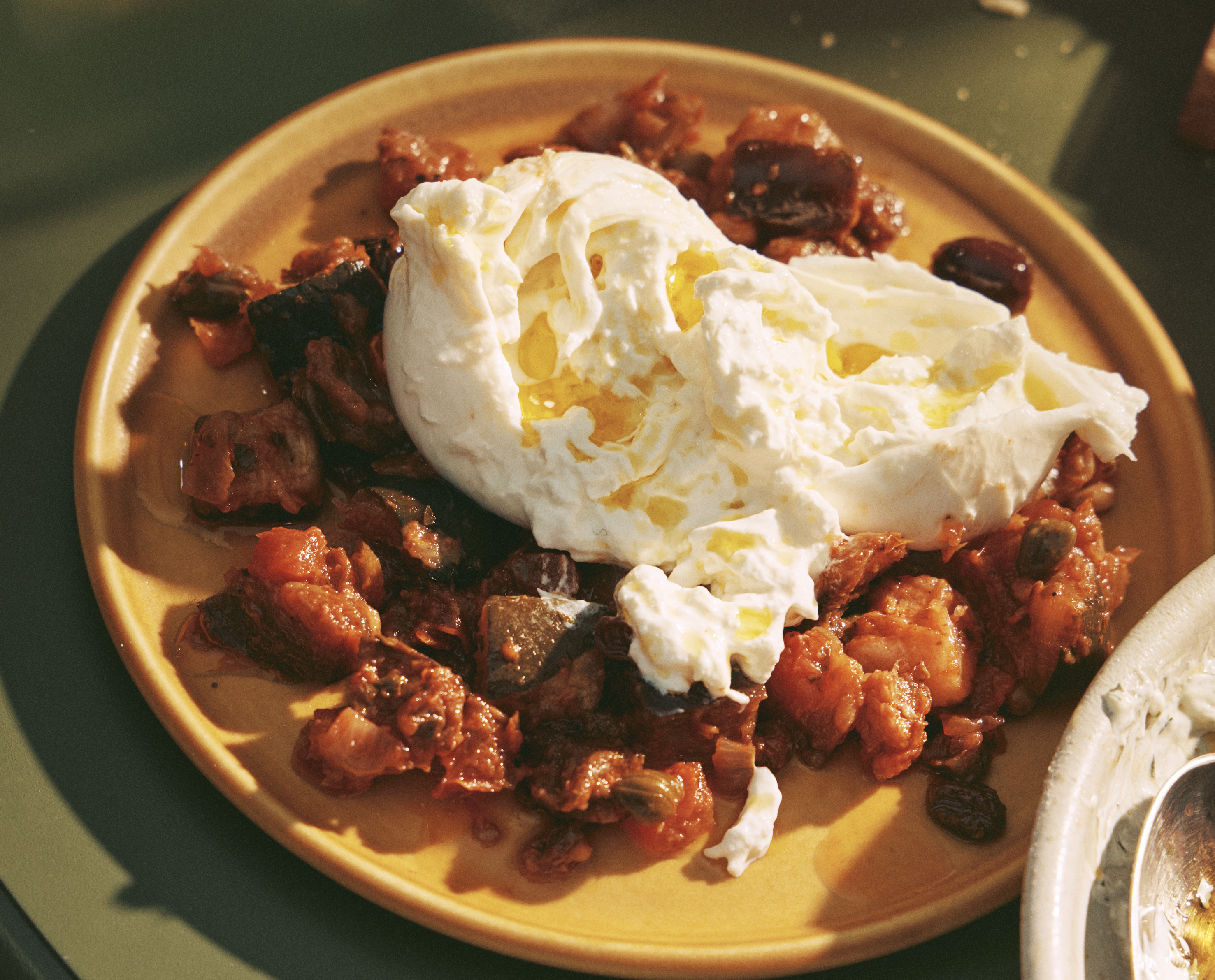 No.1 Burrata with Roasted Aubergine Caponata